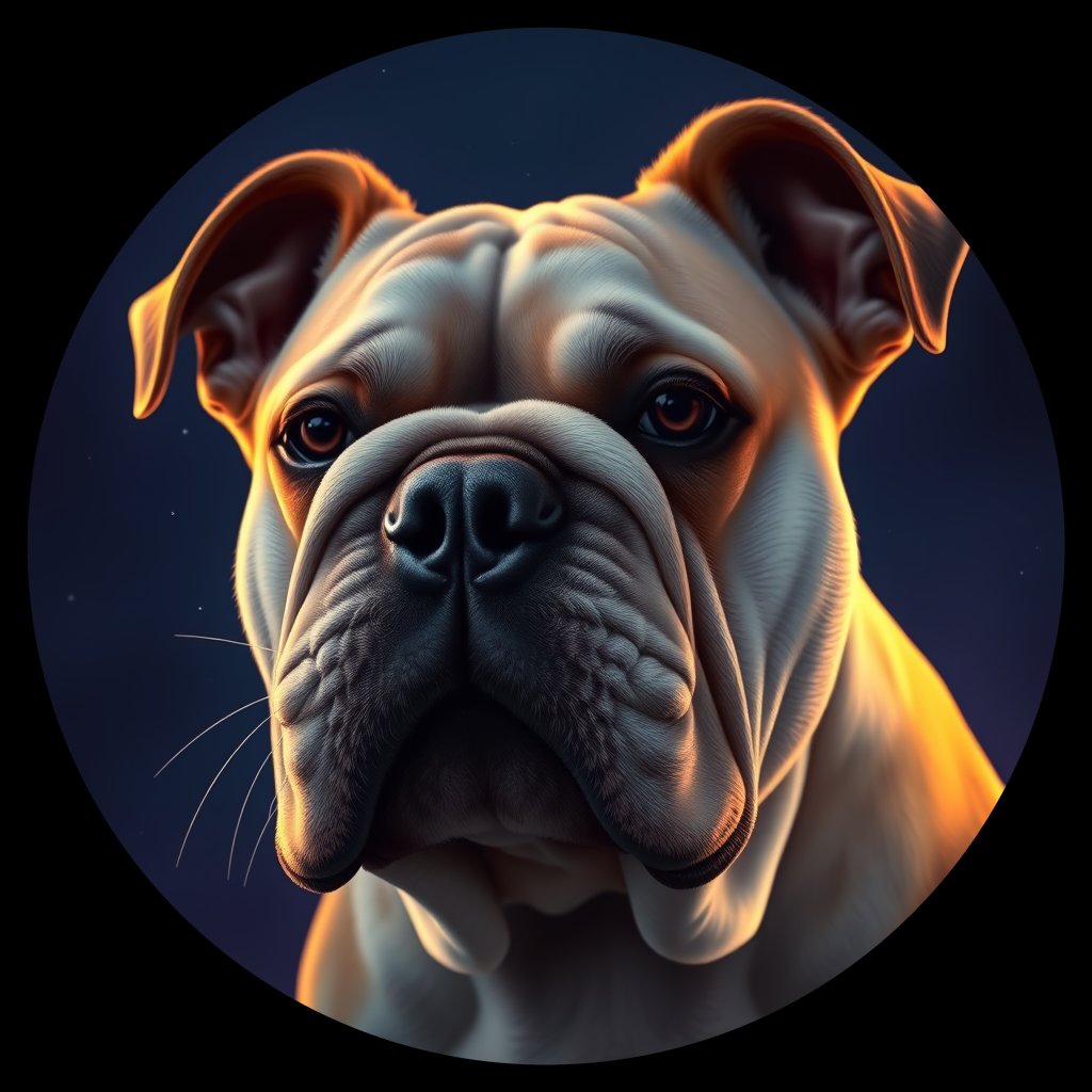 Cosmic medallion portrait of PFZ11E04_PFZ11E04, a Bulldog