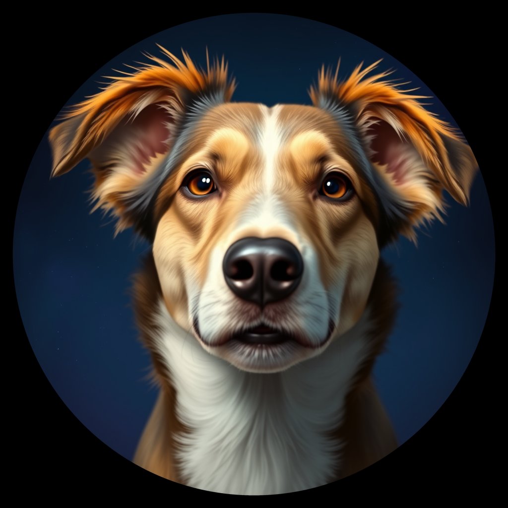 Cosmic medallion portrait of PFZ11E05_PFZ11E05, a Collie
