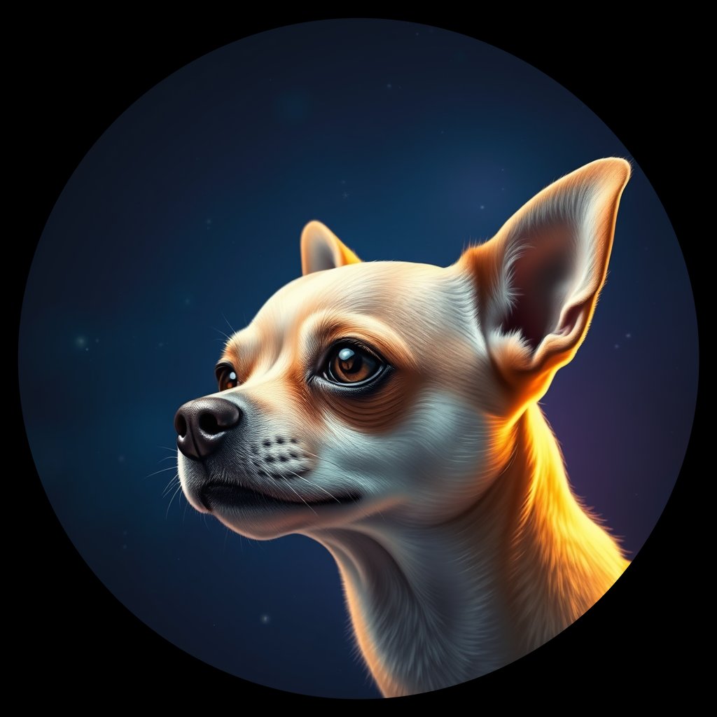 Cosmic medallion portrait of PFZ11E06_PFZ11E06, a Chihuahua