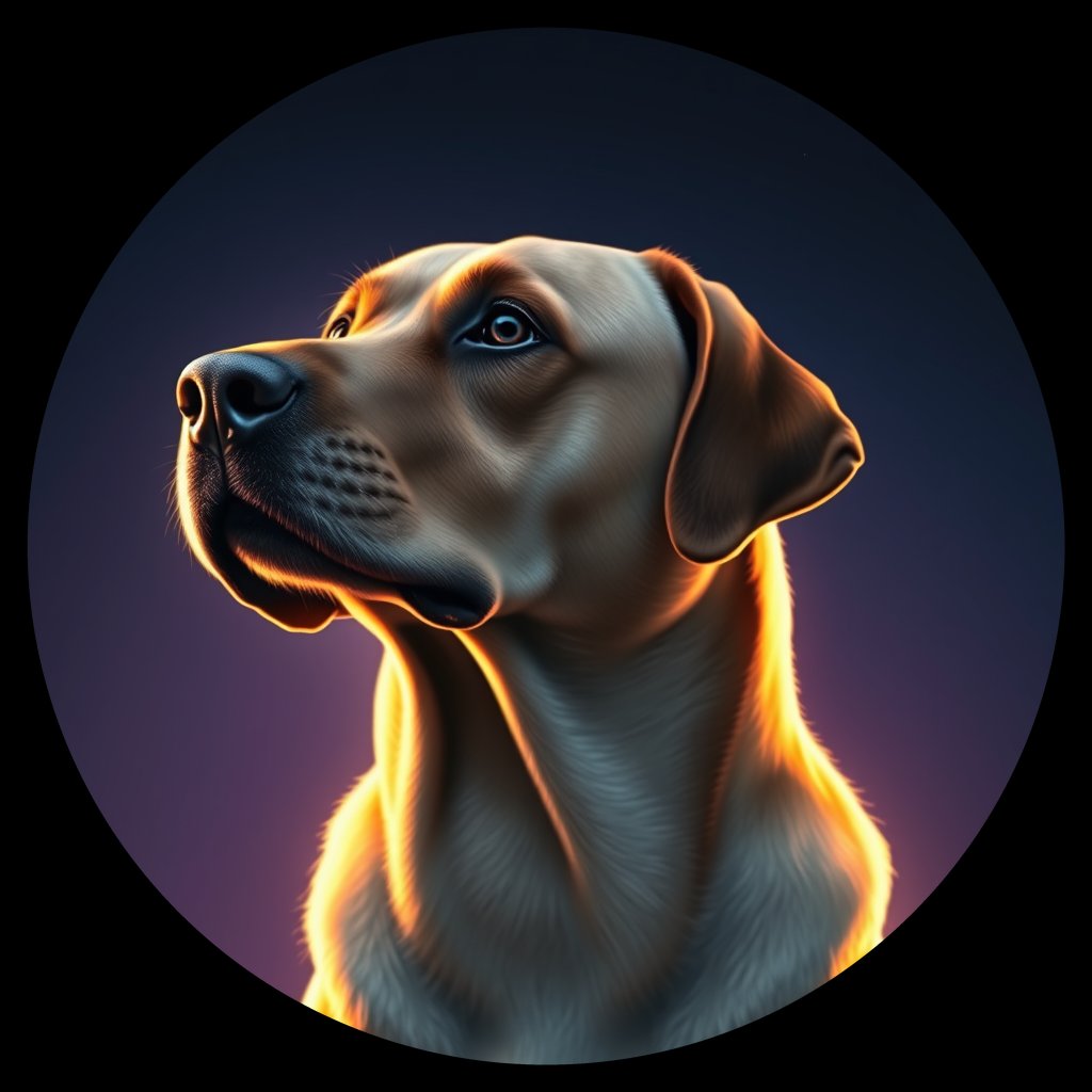 Cosmic medallion portrait of PFZ11E07_PFZ11E07, a Labrador Retriever