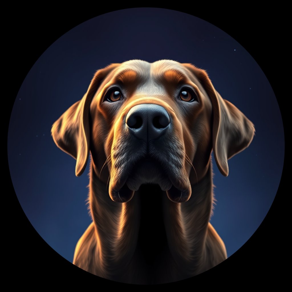 Cosmic medallion portrait of PFZ11E08_PFZ11E08, a Labrador Retriever