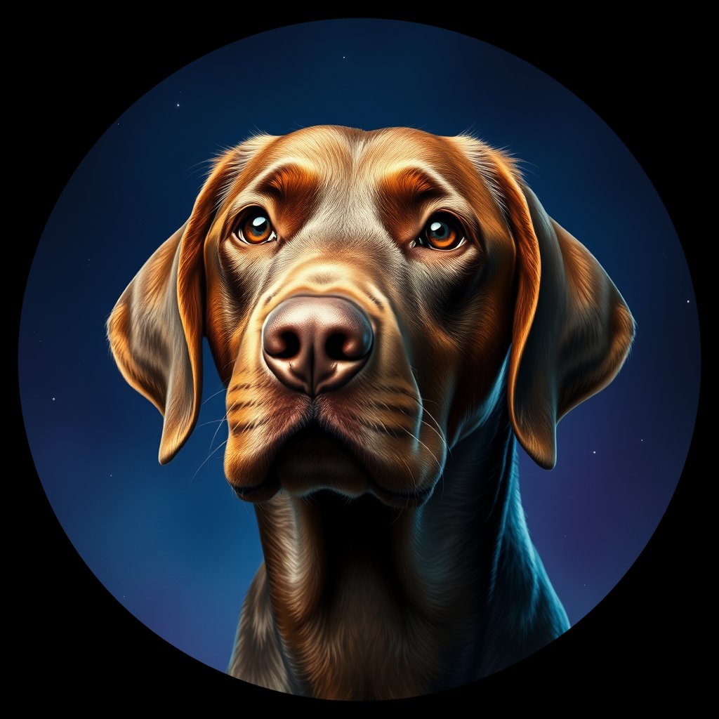 Cosmic medallion portrait of PFZ11E09_PFZ11E09, a Chesapeake Bay Retriever