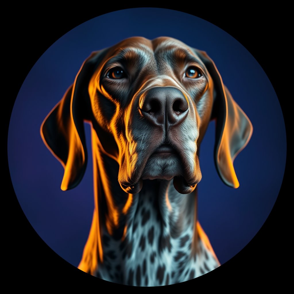 Cosmic medallion portrait of PFZ11E12_PFZ11E12, a German Shorthaired Pointer