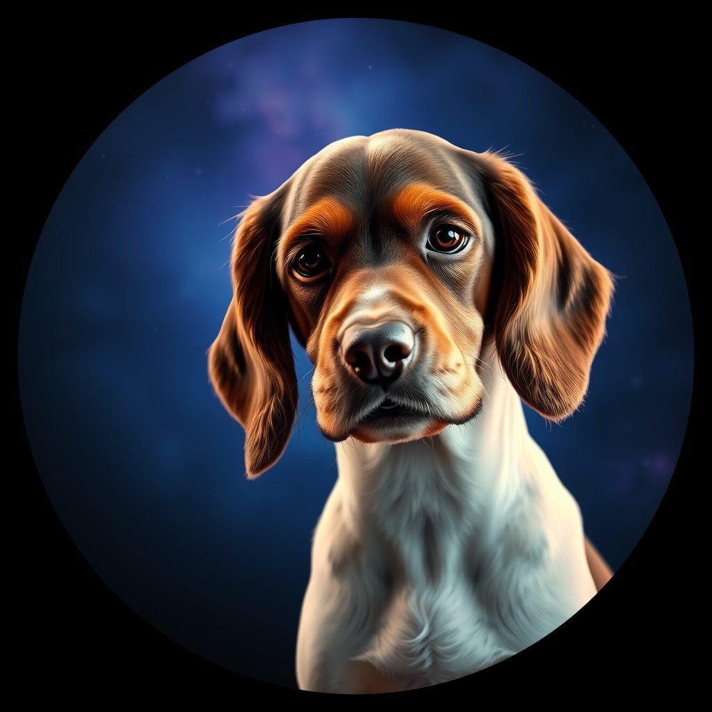 Cosmic medallion portrait of PFZ11F02_PFZ11F02, a English Cocker Spaniel