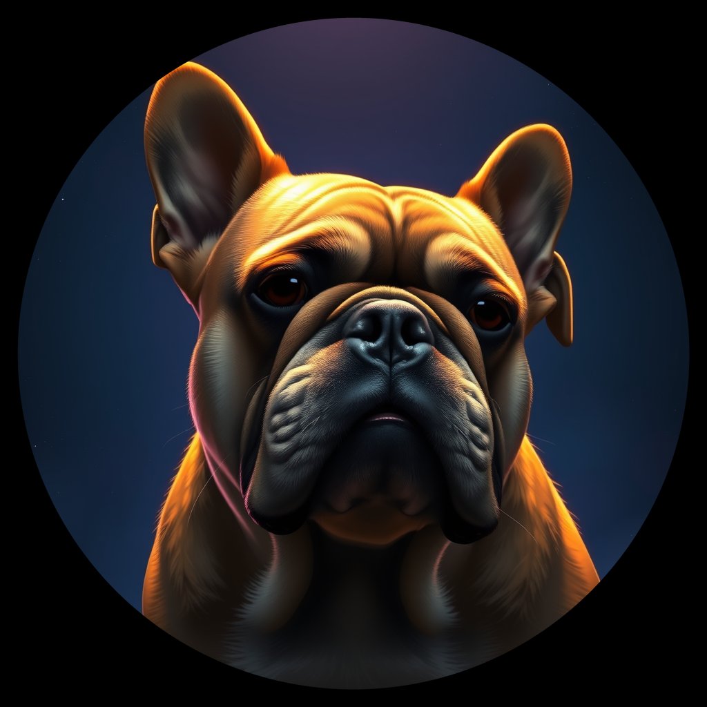 Cosmic medallion portrait of PFZ11F05_PFZ11F05, a Bulldog