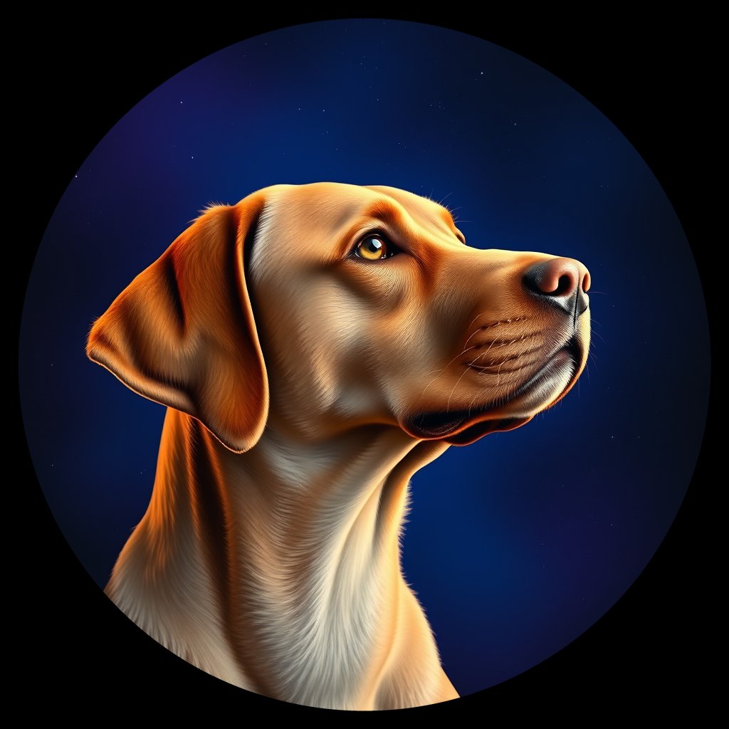 Cosmic medallion portrait of PFZ11F07_PFZ11F07, a Chesapeake Bay Retriever