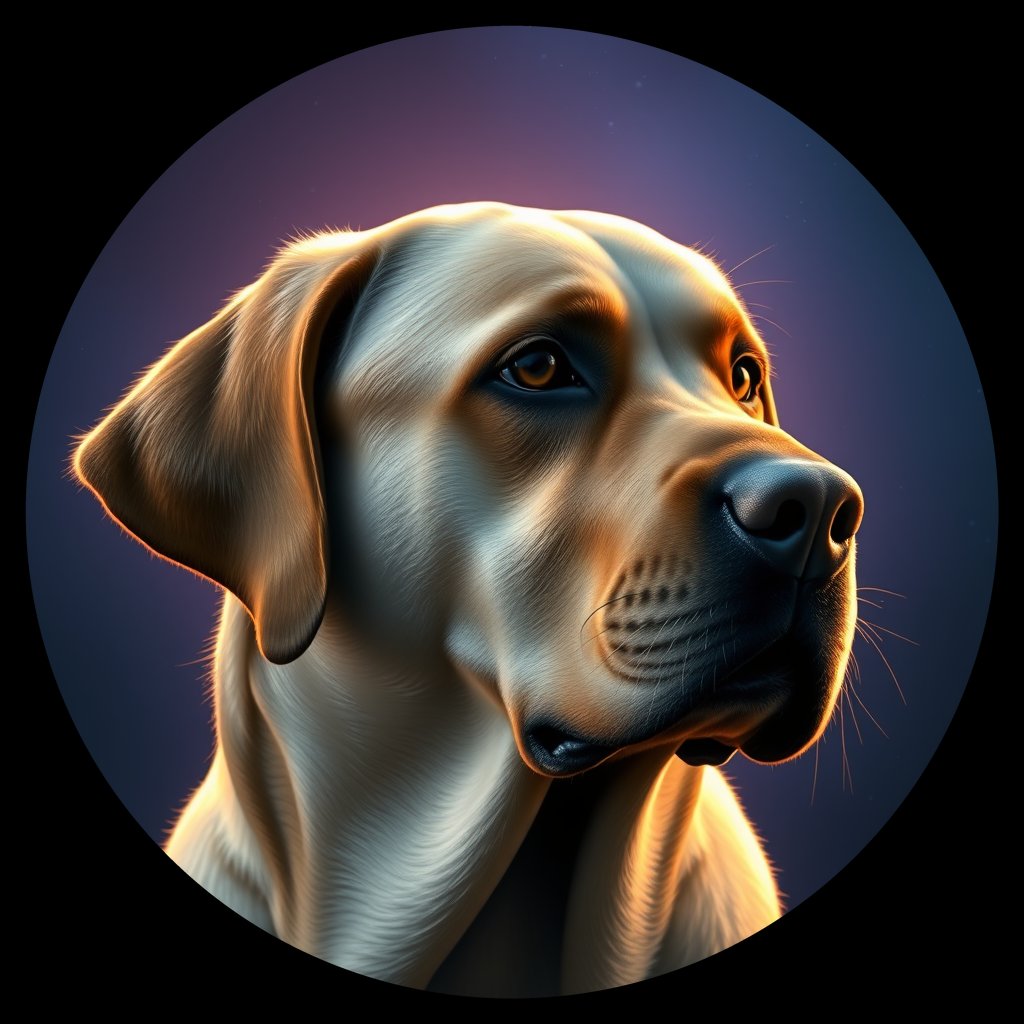 Cosmic medallion portrait of PFZ11F09_PFZ11F09, a Labrador Retriever
