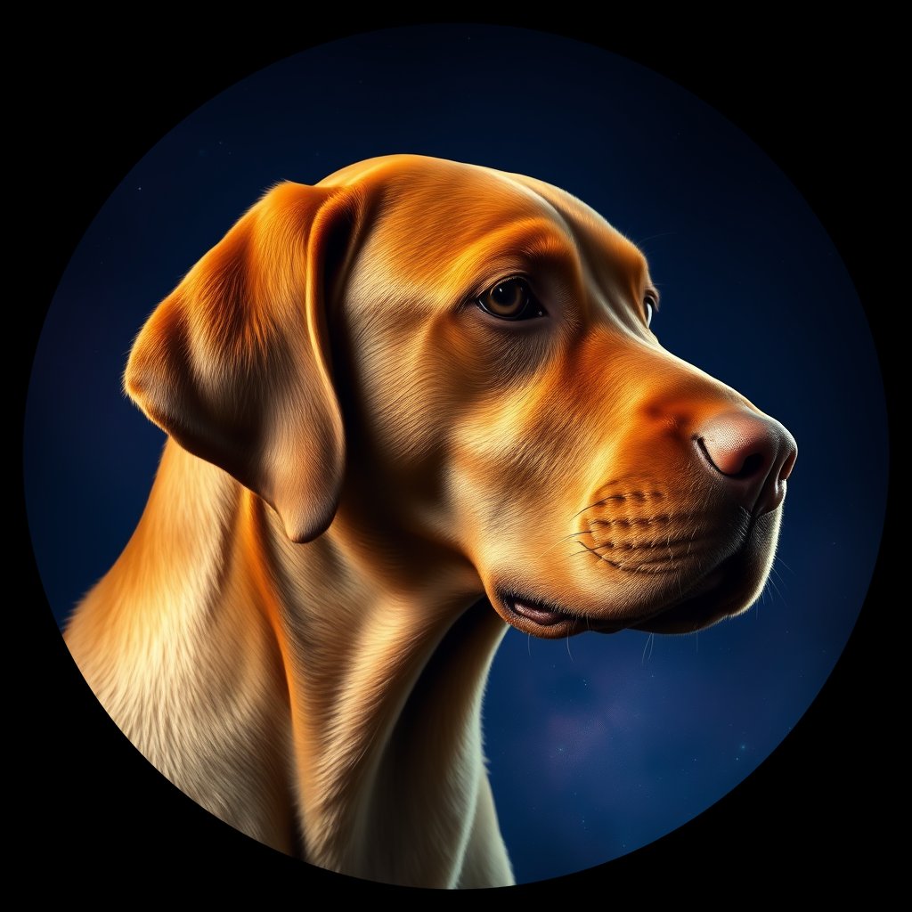 Cosmic medallion portrait of PFZ11F11_PFZ11F11, a Chesapeake Bay Retriever
