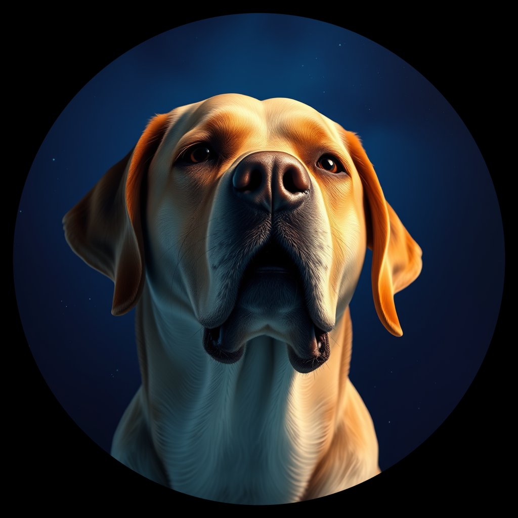 Cosmic medallion portrait of PFZ11G01_PFZ11G01, a Labrador Retriever