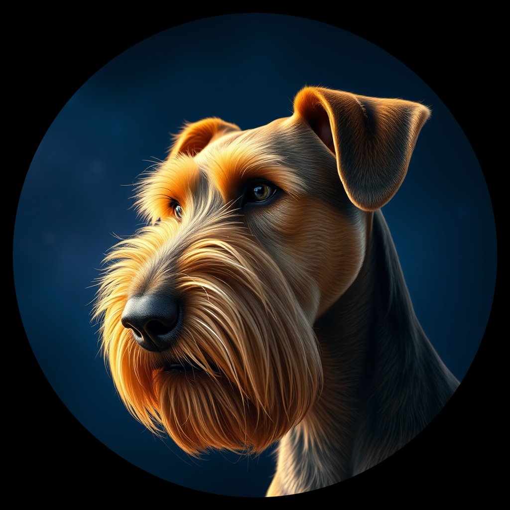 Cosmic medallion portrait of PFZ11G03_PFZ11G03, a Airedale Terrier