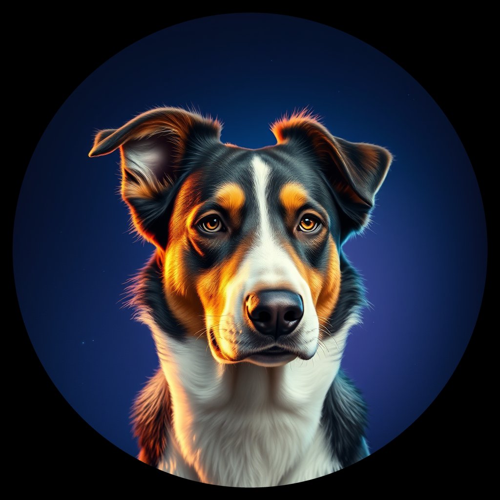 Cosmic medallion portrait of PFZ11G07_PFZ11G07, a Australian Shepherd