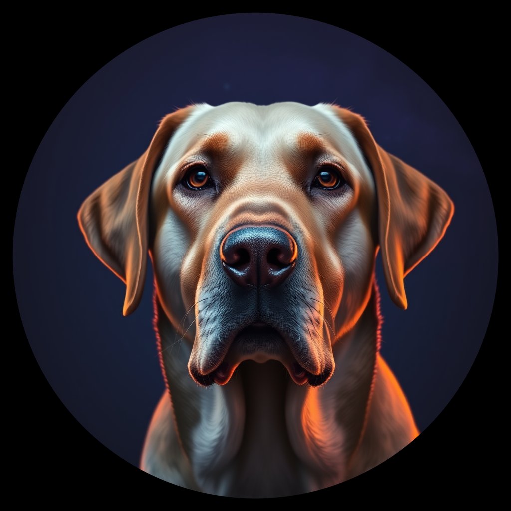 Cosmic medallion portrait of PFZ11G08_PFZ11G08, a Labrador Retriever