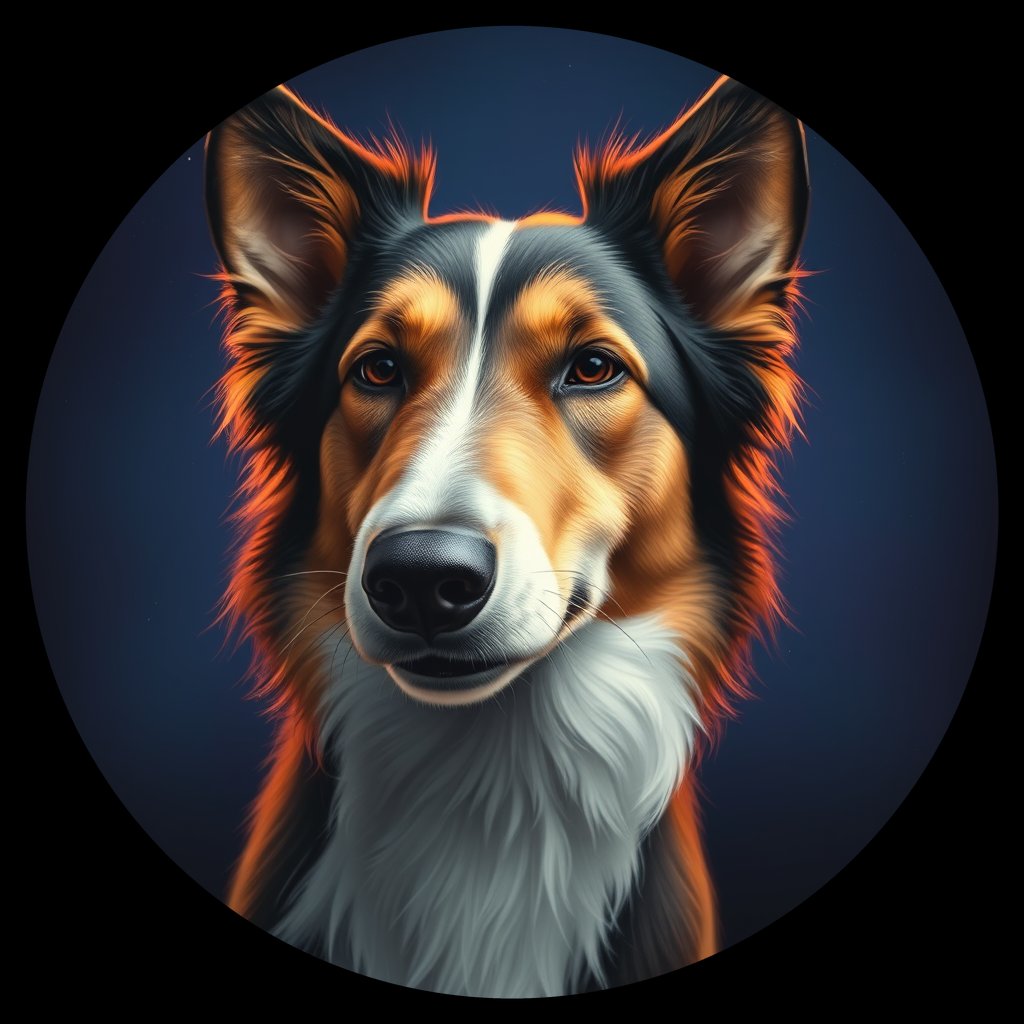 Cosmic medallion portrait of PFZ11G10_PFZ11G10, a Collie