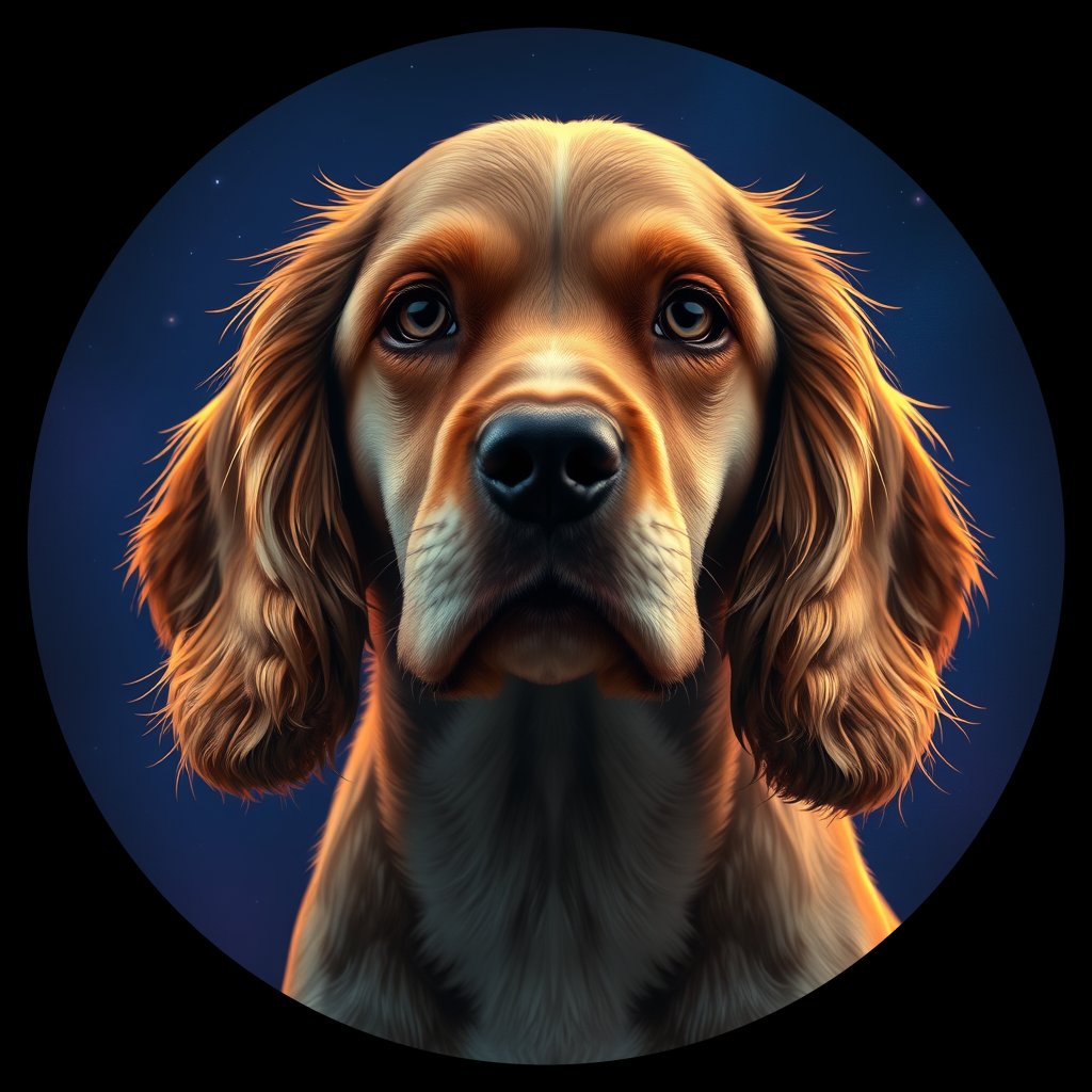 Cosmic medallion portrait of PFZ11H01_PFZ11H01, a English Cocker Spaniel