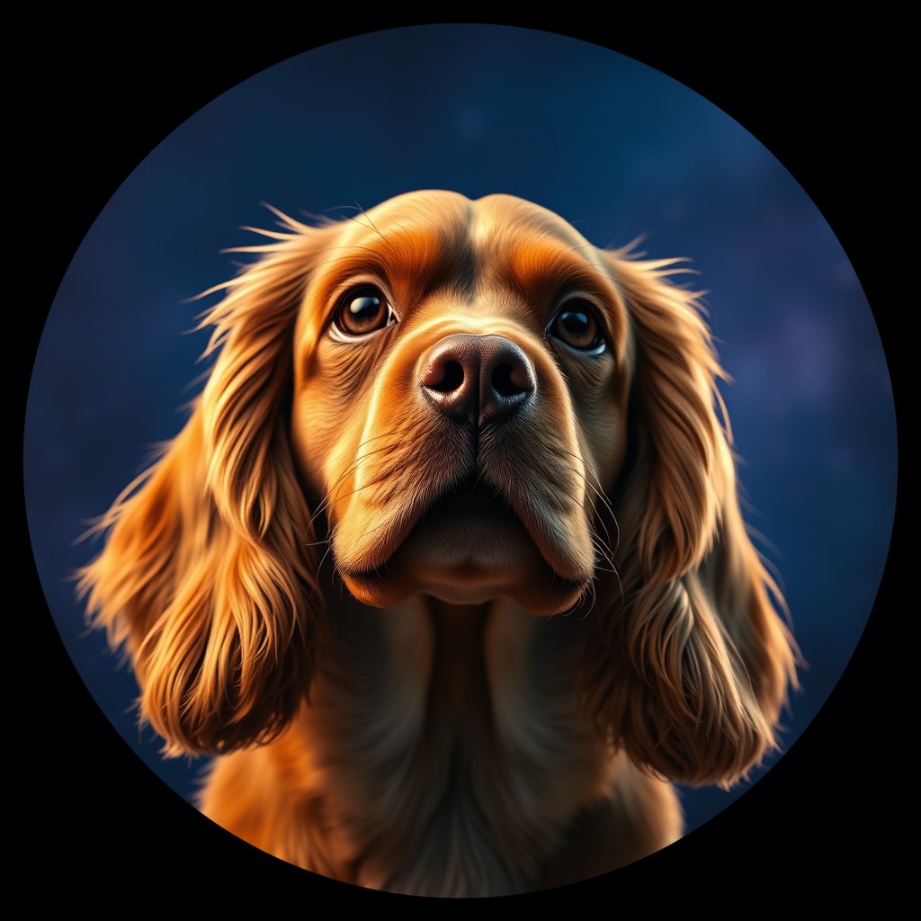 Cosmic medallion portrait of PFZ11H02_PFZ11H02, a English Cocker Spaniel
