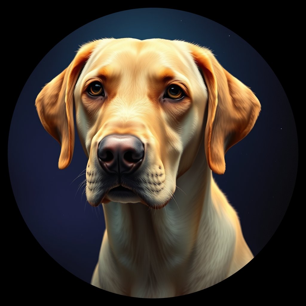 Cosmic medallion portrait of PFZ11H05_PFZ11H05, a Chesapeake Bay Retriever