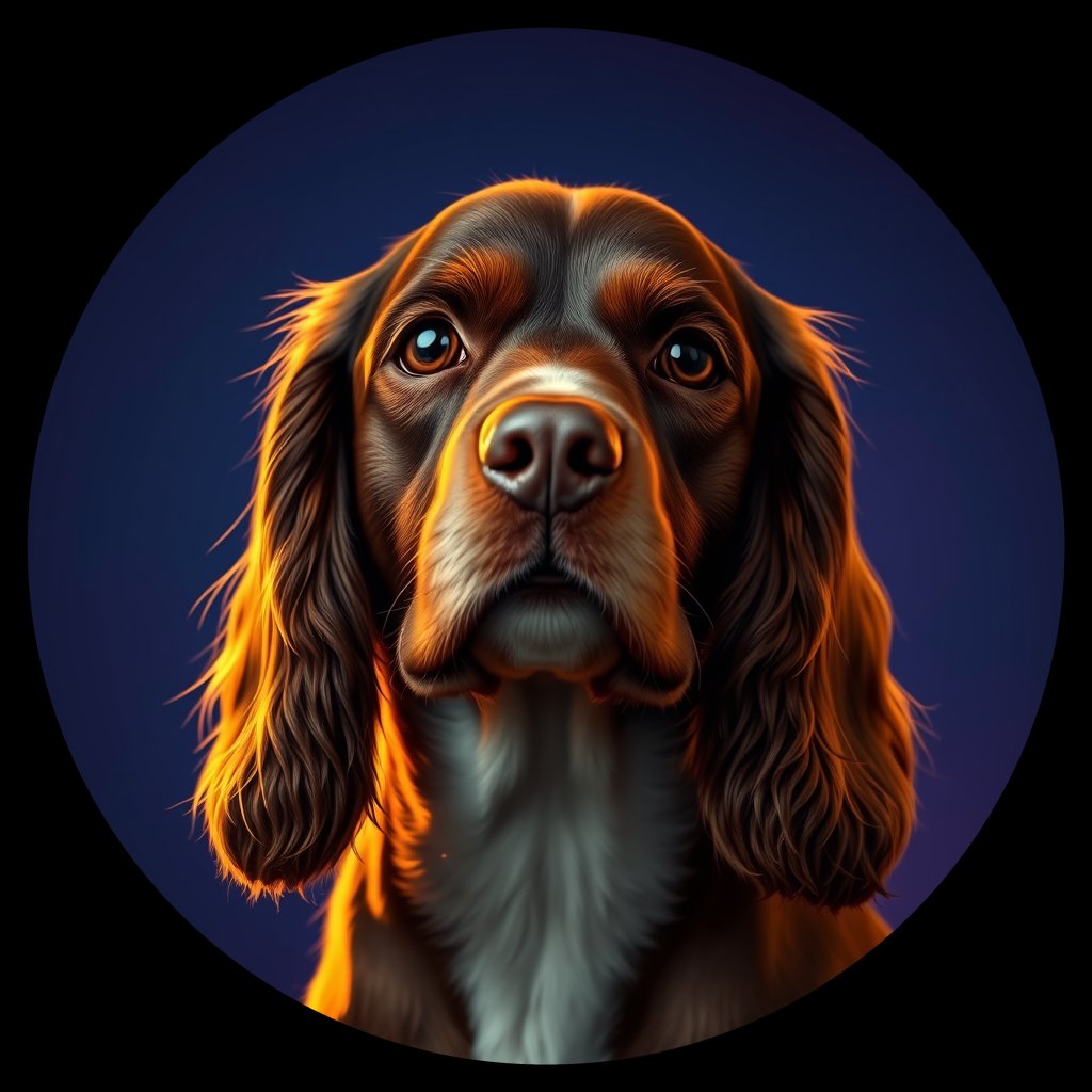 Cosmic medallion portrait of PFZ11H07_PFZ11H07, a English Cocker Spaniel