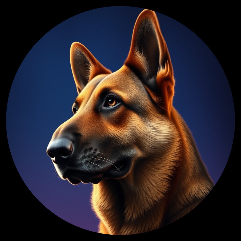 Cosmic medallion portrait of PFZ11H09_PFZ11H09, a German Shepherd
