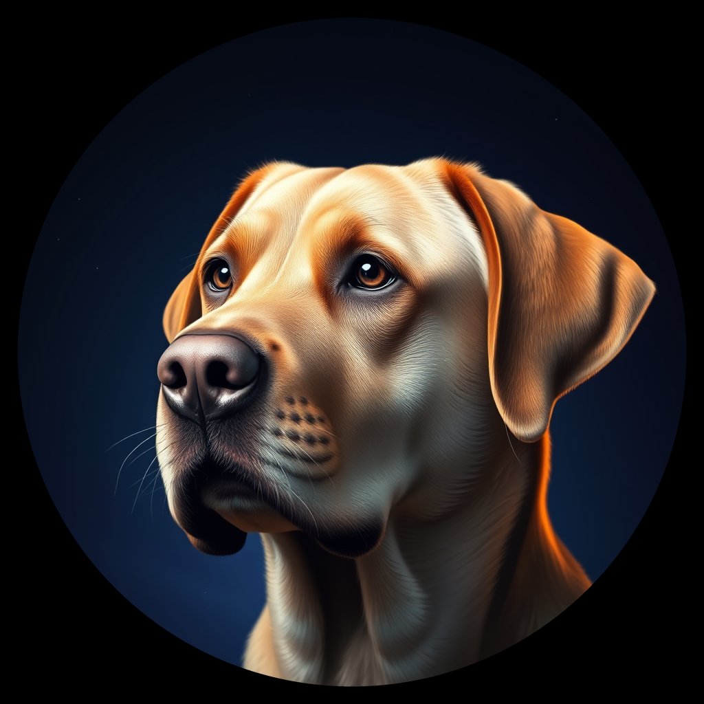 Cosmic medallion portrait of PFZ11H10_PFZ11H10, a Labrador Retriever