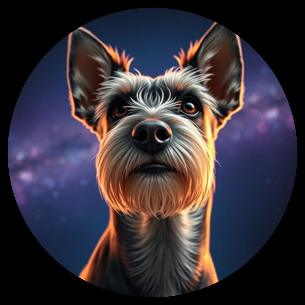 Cosmic medallion portrait of PFZ12A08_PFZ12A08, a Miniature Schnauzer