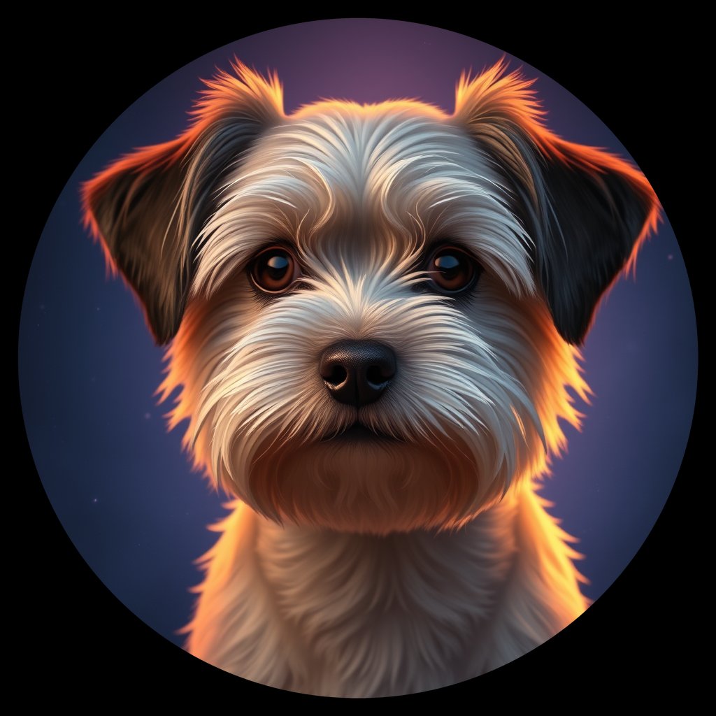 Cosmic medallion portrait of PFZ12A10_PFZ12A10, a Havanese