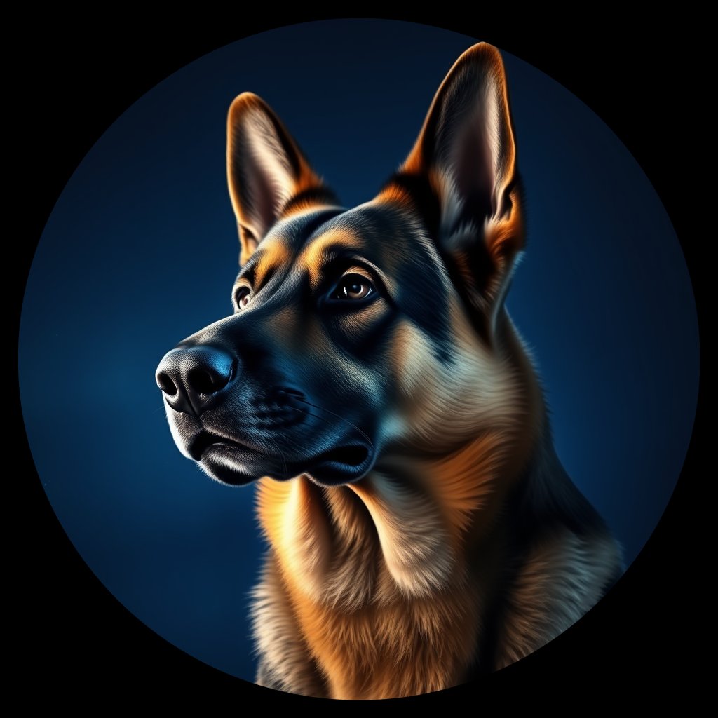 Cosmic medallion portrait of PFZ12B02_PFZ12B02, a German Shepherd