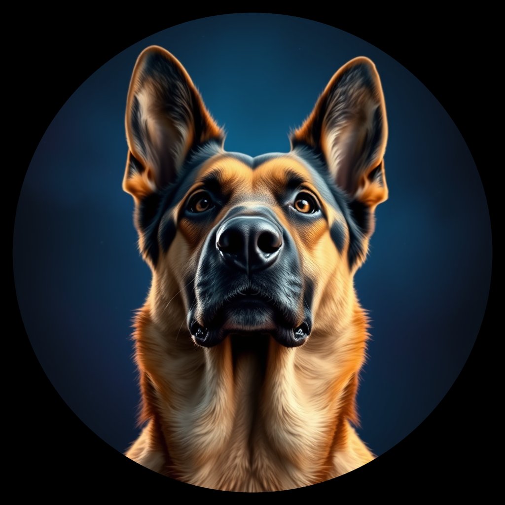 Cosmic medallion portrait of PFZ12B03_PFZ12B03, a German Shepherd