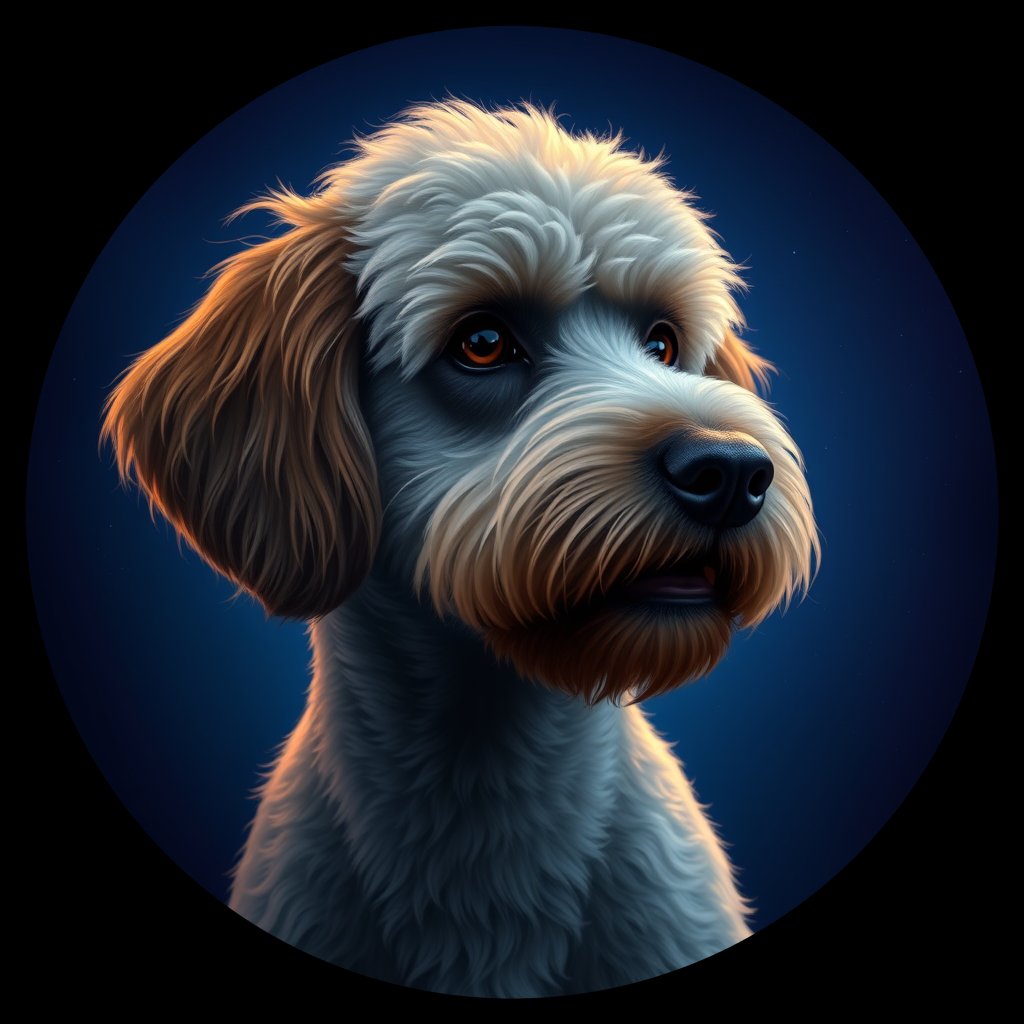 Cosmic medallion portrait of PFZ12B04_PFZ12B04, a Poodle