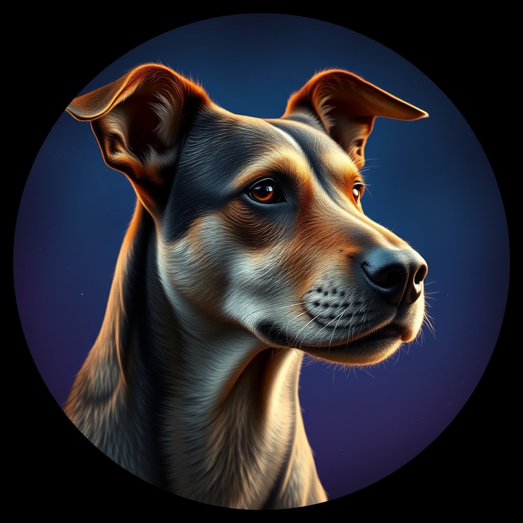 Cosmic medallion portrait of PFZ12B05_PFZ12B05, a Village Dog Lebanon Beruit