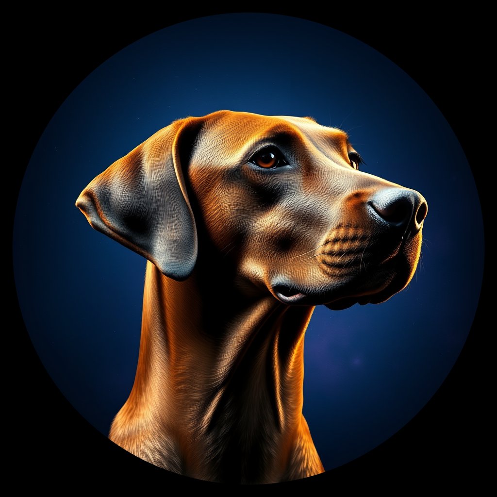Cosmic medallion portrait of PFZ12B06_PFZ12B06, a Rhodesian Ridgeback