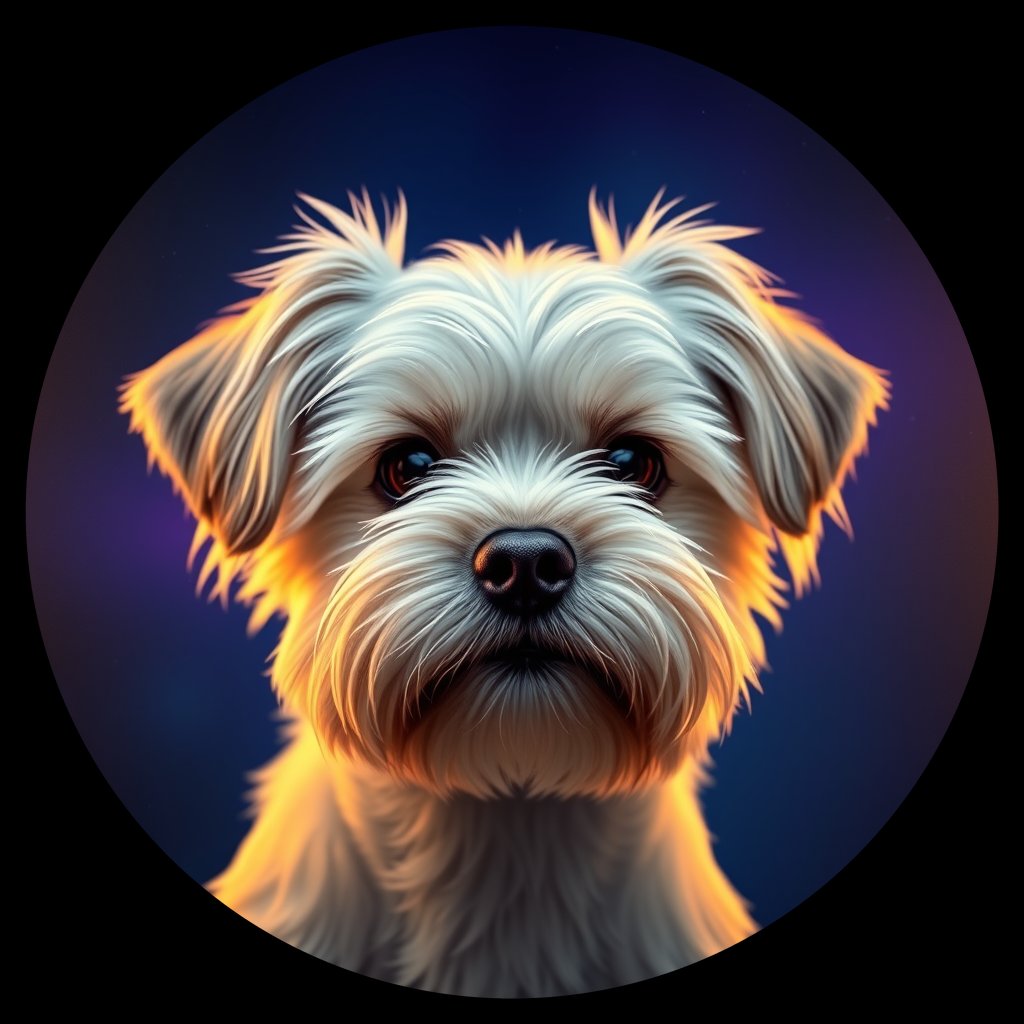 Cosmic medallion portrait of PFZ12B10_PFZ12B10, a Havanese
