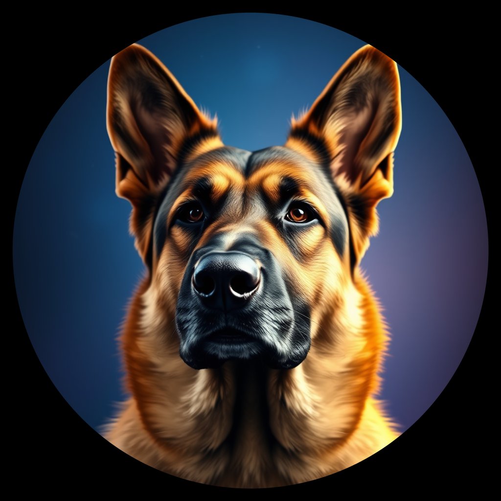 Cosmic medallion portrait of PFZ12C02_PFZ12C02, a German Shepherd
