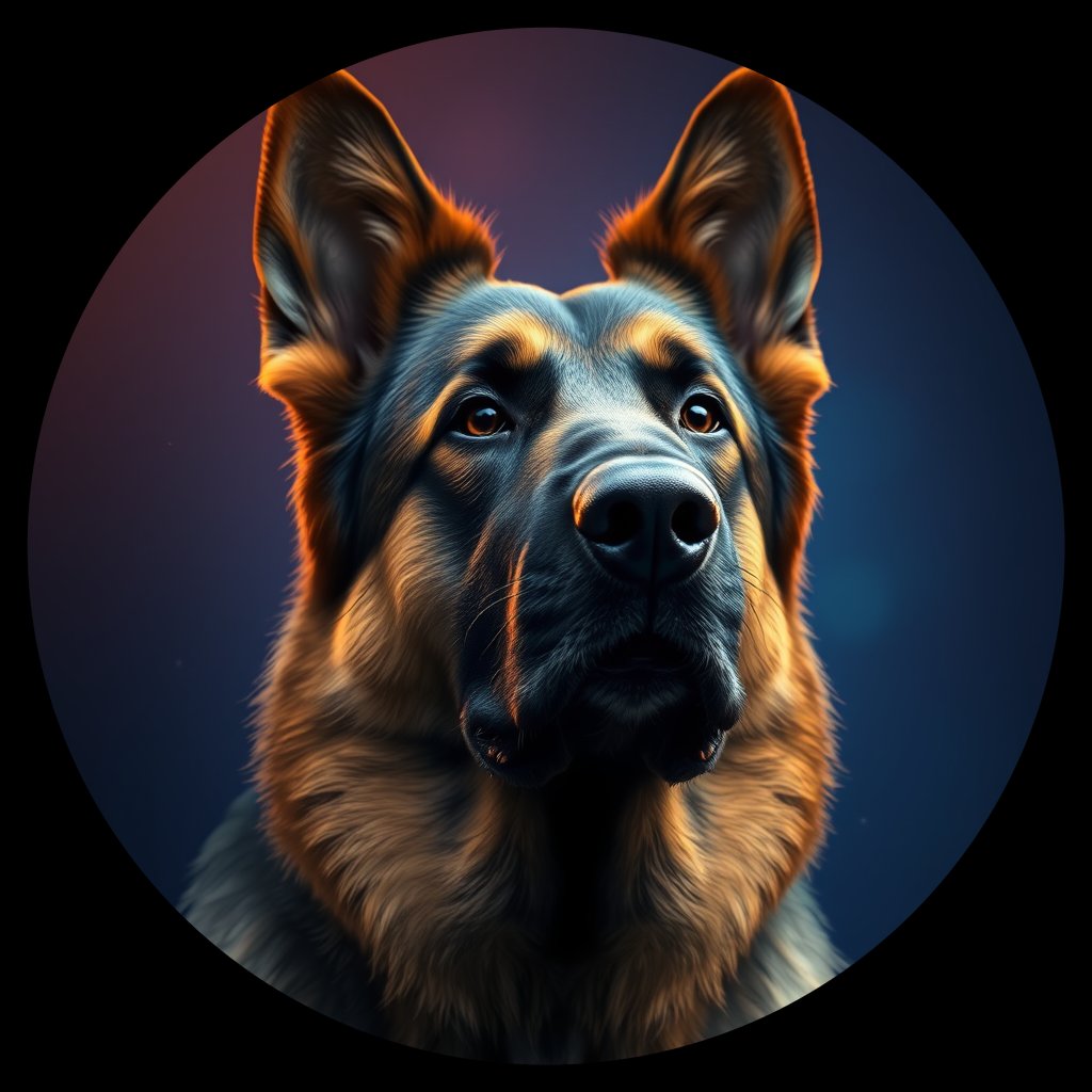 Cosmic medallion portrait of PFZ12C03_PFZ12C03, a German Shepherd