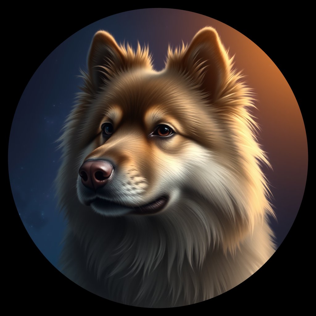 Cosmic medallion portrait of PFZ12C05_PFZ12C05, a Keeshond