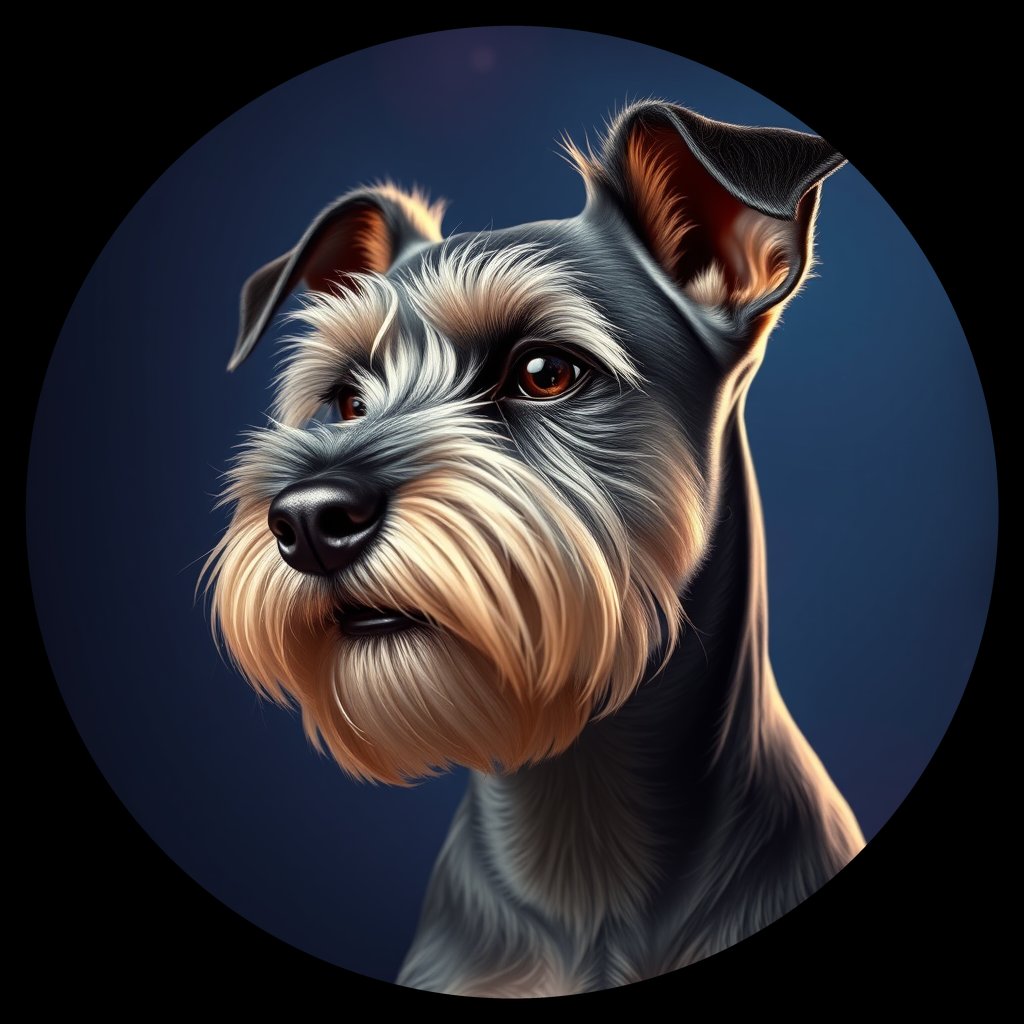 Cosmic medallion portrait of PFZ12C07_PFZ12C07, a Miniature Schnauzer
