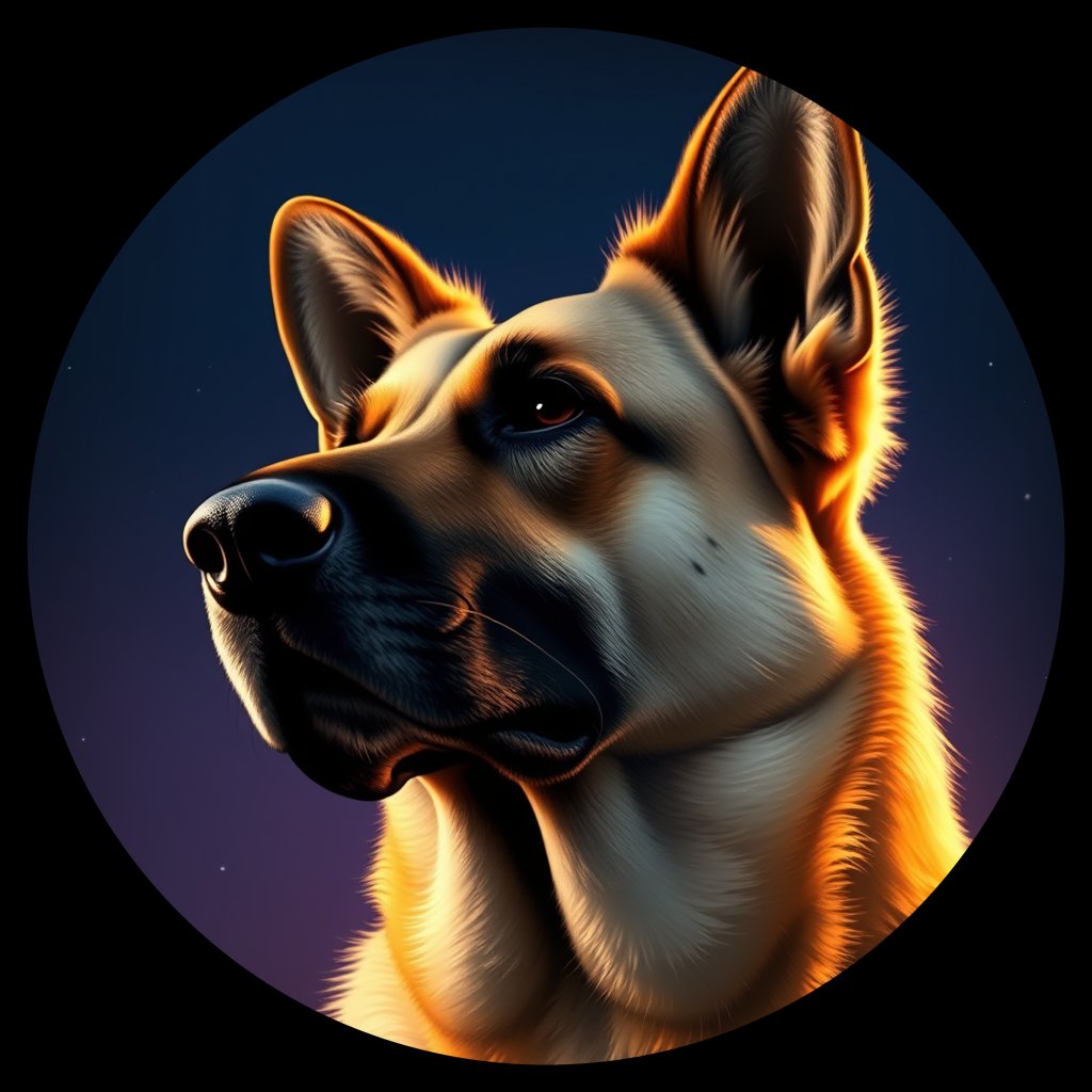 Cosmic medallion portrait of PFZ12D03_PFZ12D03, a German Shepherd