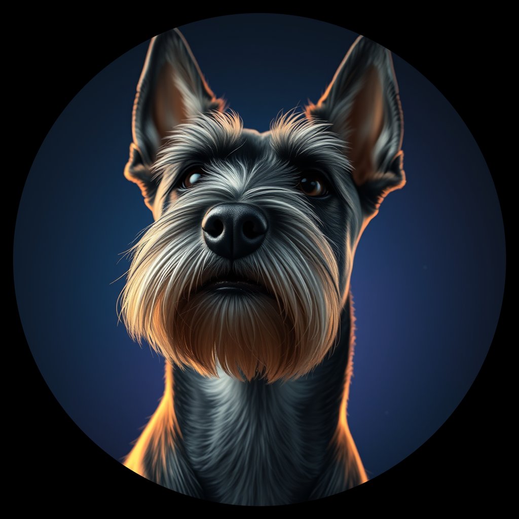 Cosmic medallion portrait of PFZ12D07_PFZ12D07, a Miniature Schnauzer