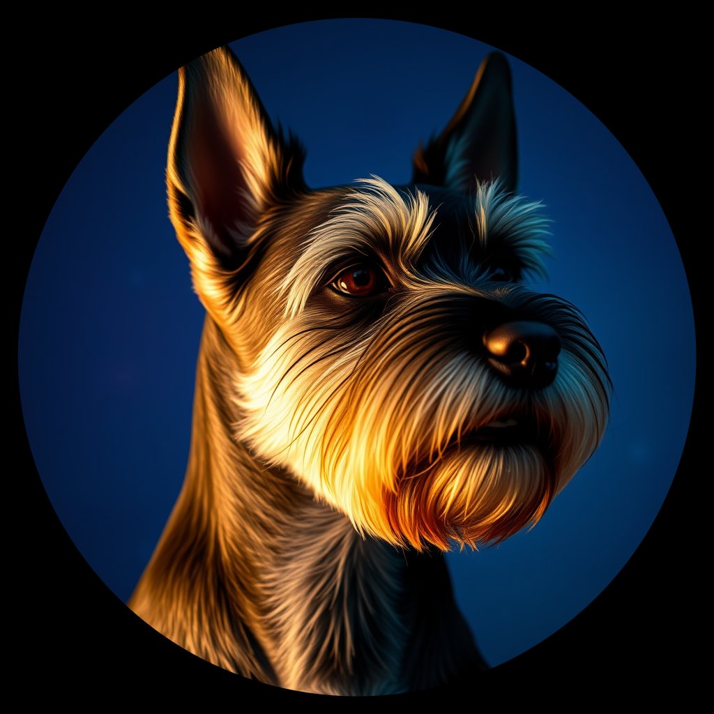 Cosmic medallion portrait of PFZ12D08_PFZ12D08, a Miniature Schnauzer