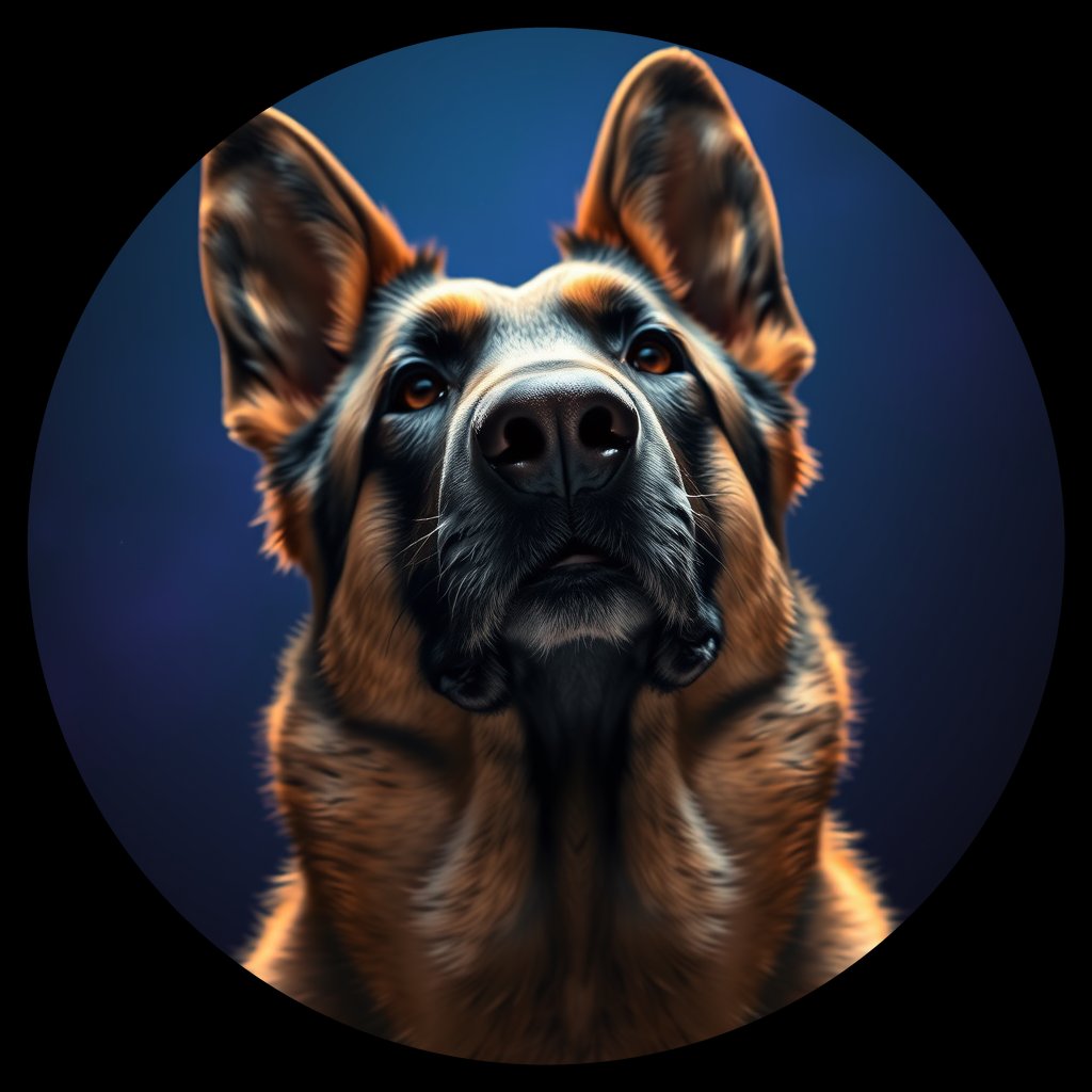 Cosmic medallion portrait of PFZ12E02_PFZ12E02, a German Shepherd