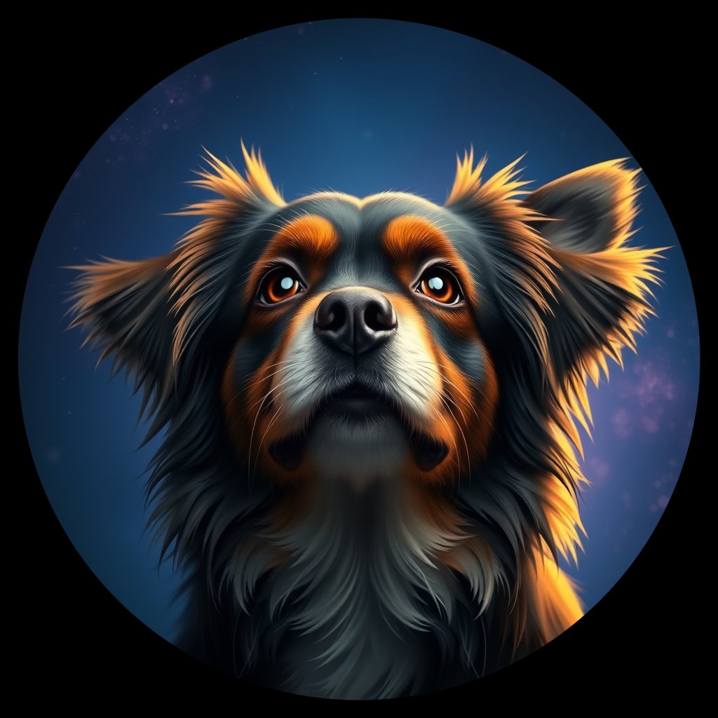 Cosmic medallion portrait of PFZ12E03_PFZ12E03, a Tibetan Spaniel