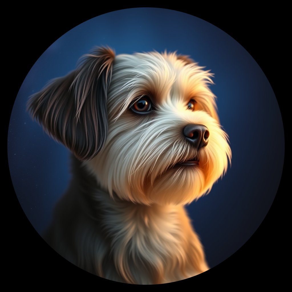 Cosmic medallion portrait of PFZ12E09_PFZ12E09, a Havanese