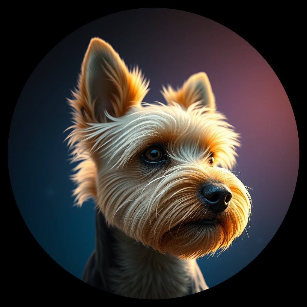 Cosmic medallion portrait of PFZ12F03_PFZ12F03, a Yorkshire Terrier
