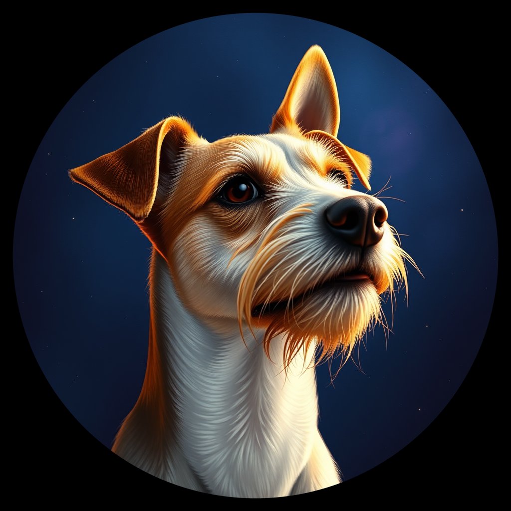 Cosmic medallion portrait of PFZ12F05_PFZ12F05, a Fox Terrier Wire