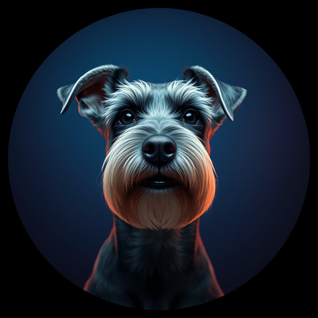 Cosmic medallion portrait of PFZ12F06_PFZ12F06, a Miniature Schnauzer