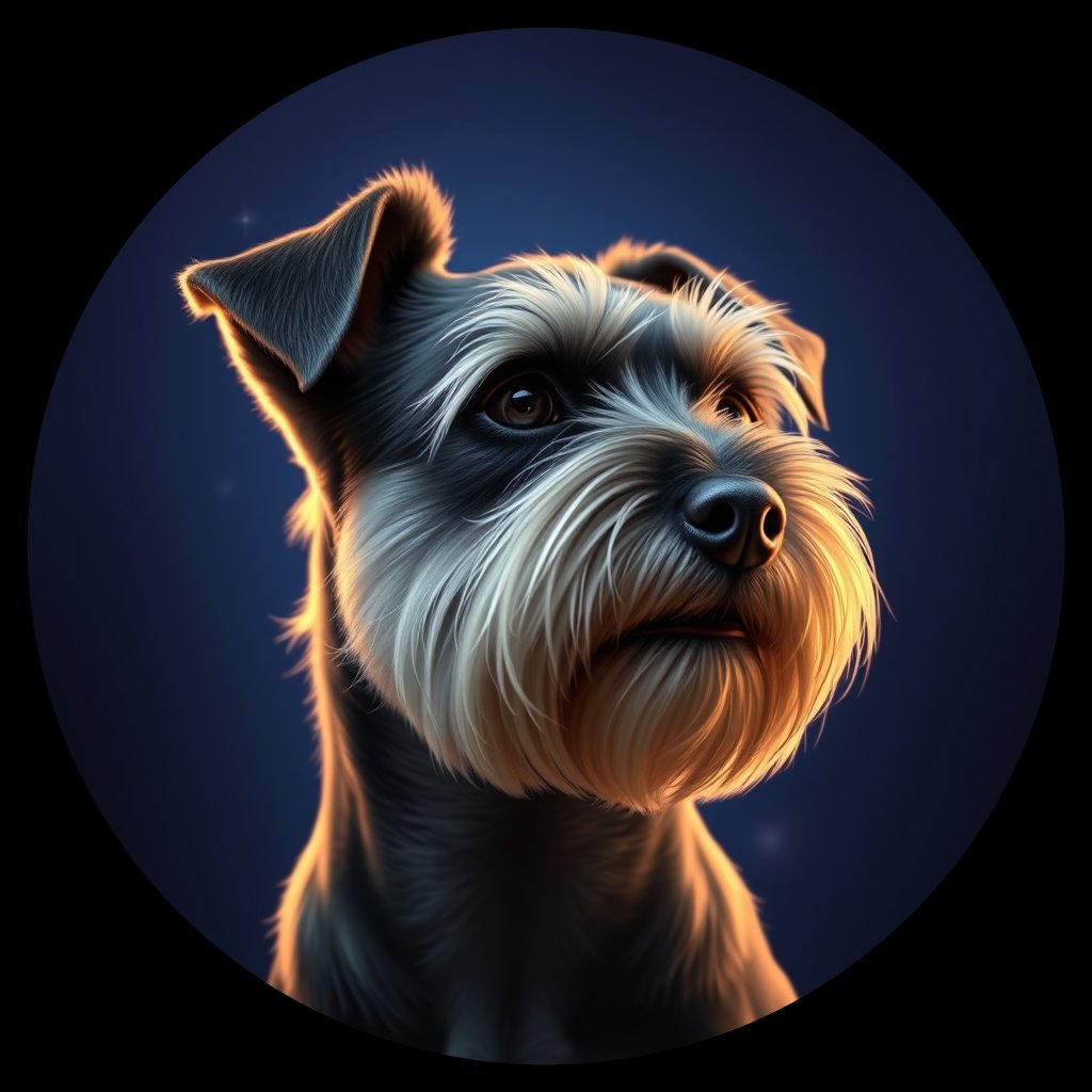 Cosmic medallion portrait of PFZ12F07_PFZ12F07, a Miniature Schnauzer