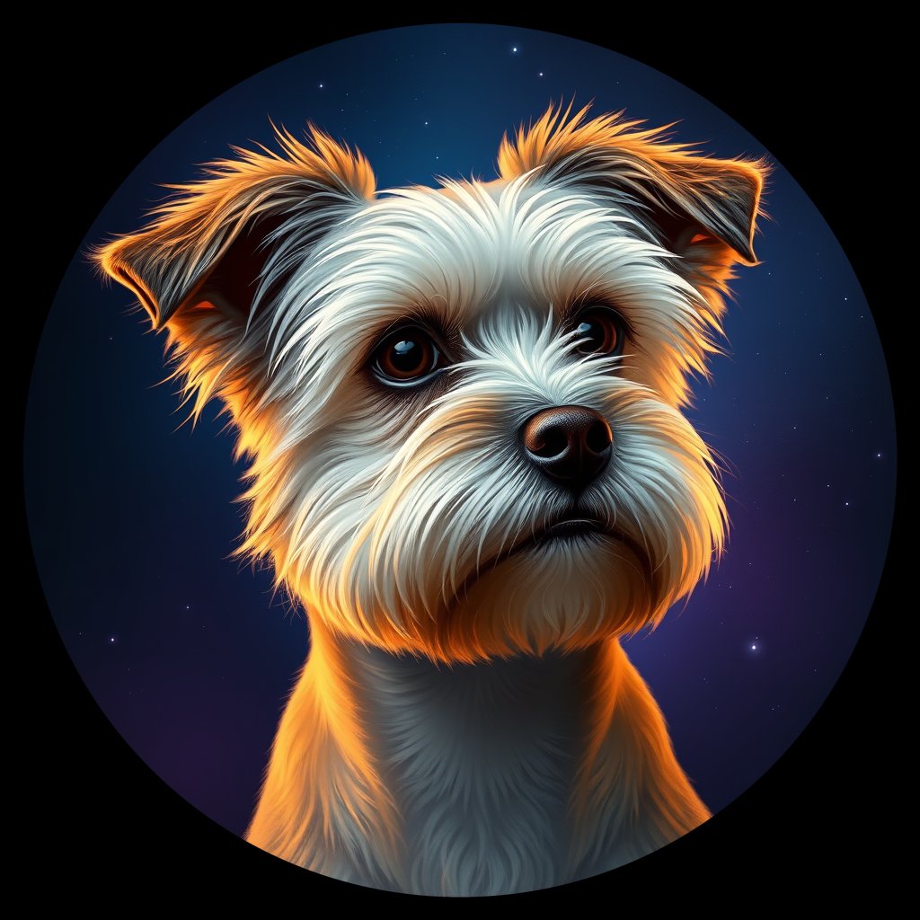 Cosmic medallion portrait of PFZ12F09_PFZ12F09, a Havanese
