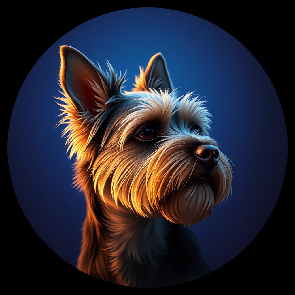 Cosmic medallion portrait of PFZ12G03_PFZ12G03, a Yorkshire Terrier
