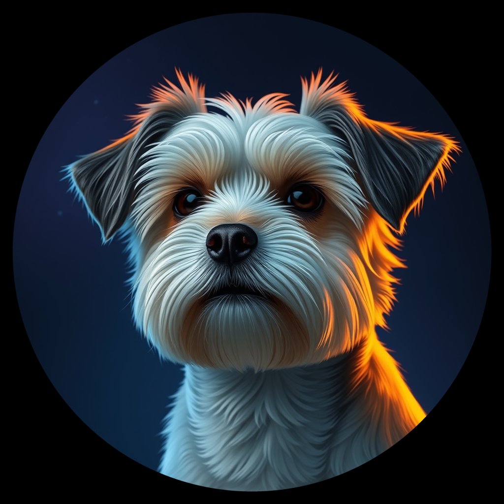 Cosmic medallion portrait of PFZ12G08_PFZ12G08, a Havanese