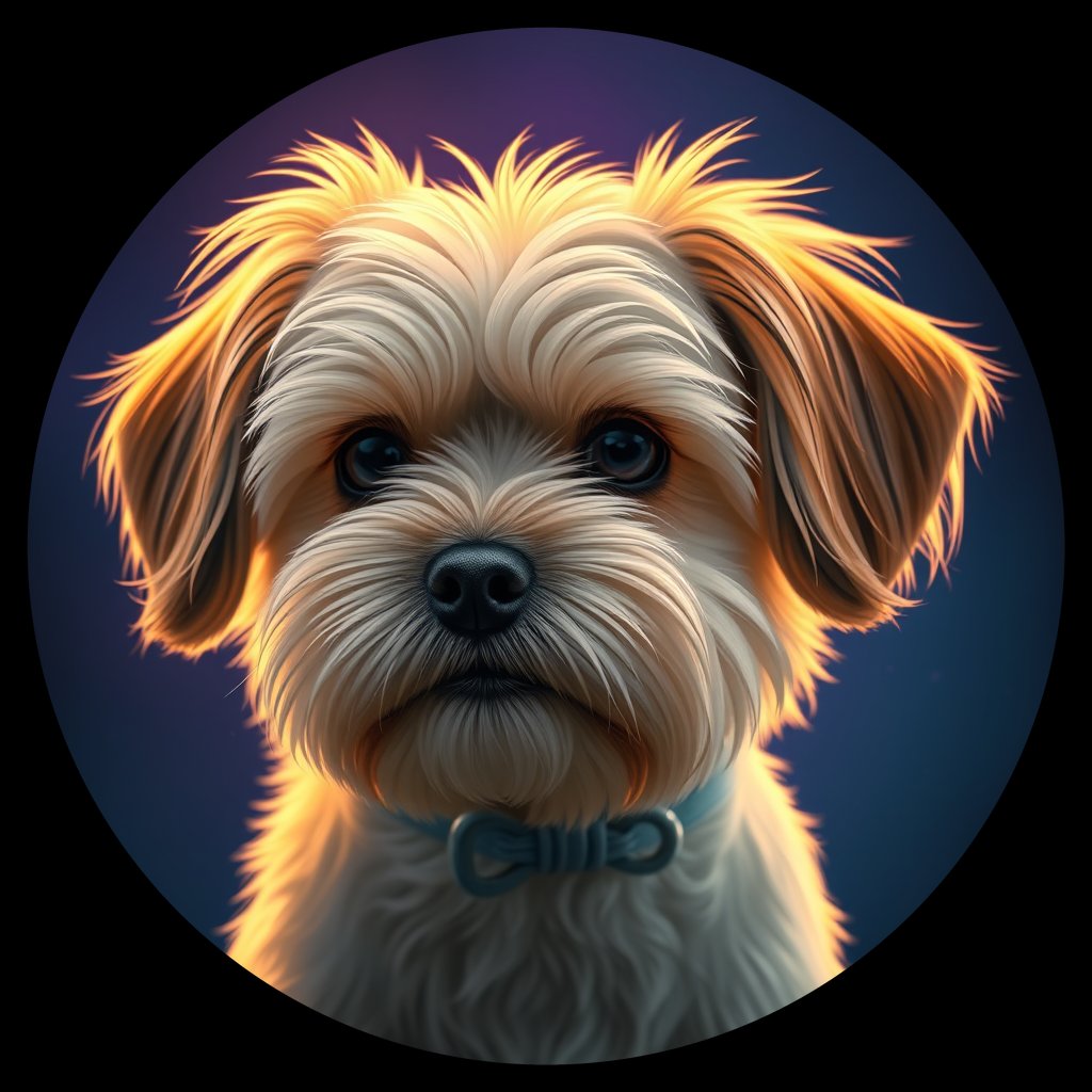 Cosmic medallion portrait of PFZ12G09_PFZ12G09, a Havanese