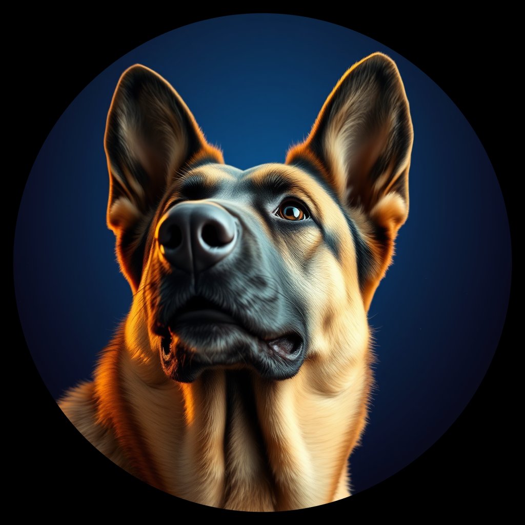 Cosmic medallion portrait of PFZ12H01_PFZ12H01, a German Shepherd